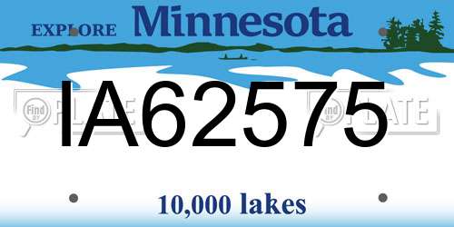 IA62575 Minnesota License Plate