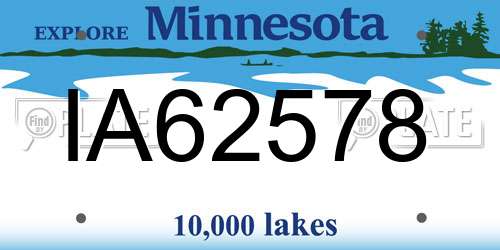 IA62578 Minnesota License Plate