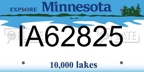 IA62825 Minnesota License Plate