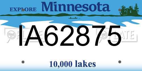 IA62875 Minnesota License Plate