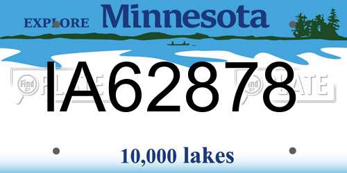 IA62878 Minnesota License Plate