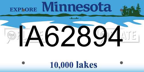 IA62894 Minnesota License Plate
