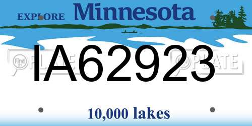 IA62923 Minnesota License Plate