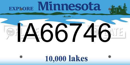 IA66746 Minnesota License Plate
