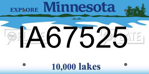 IA67525 Minnesota License Plate