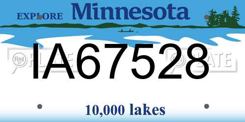 IA67528 Minnesota License Plate