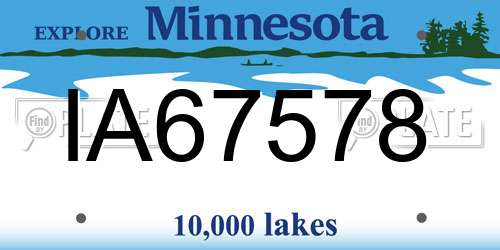 IA67578 Minnesota License Plate