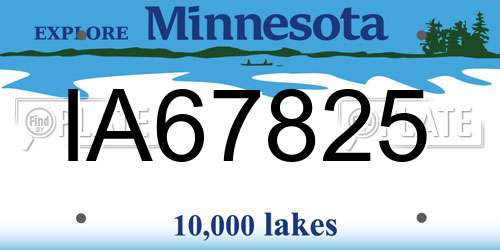 IA67825 Minnesota License Plate