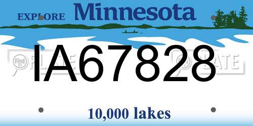 IA67828 Minnesota License Plate