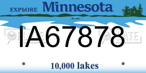 IA67878 Minnesota License Plate