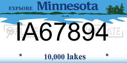 IA67894 Minnesota License Plate