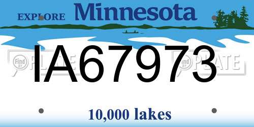IA67973 Minnesota License Plate