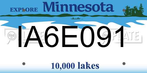 IA6E091 Minnesota License Plate