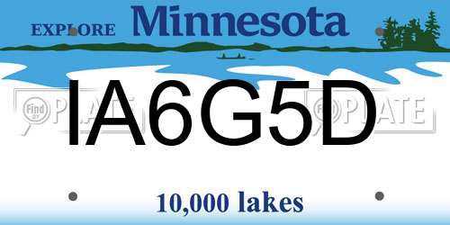 IA6G5D Minnesota License Plate