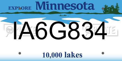 IA6G834 Minnesota License Plate