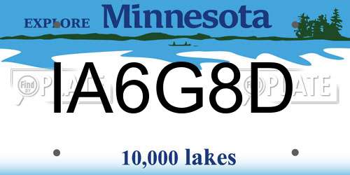 IA6G8D Minnesota License Plate
