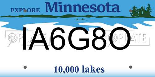 IA6G8O Minnesota License Plate