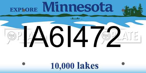 IA6I472 Minnesota License Plate