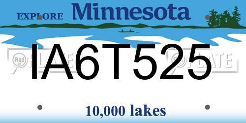 IA6T525 Minnesota License Plate