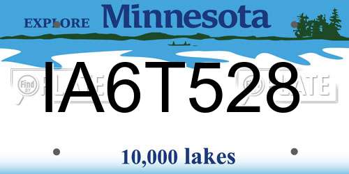 IA6T528 Minnesota License Plate
