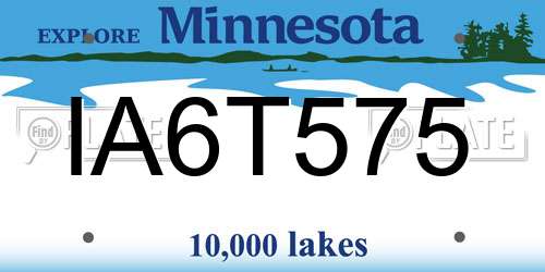 IA6T575 Minnesota License Plate