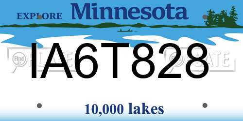 IA6T828 Minnesota License Plate