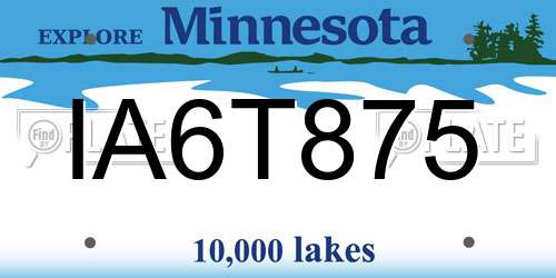 IA6T875 Minnesota License Plate