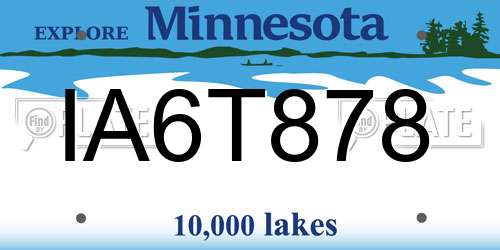 IA6T878 Minnesota License Plate