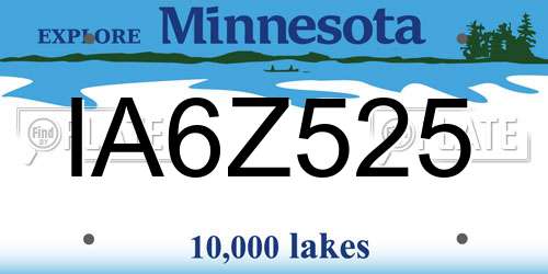 IA6Z525 Minnesota License Plate