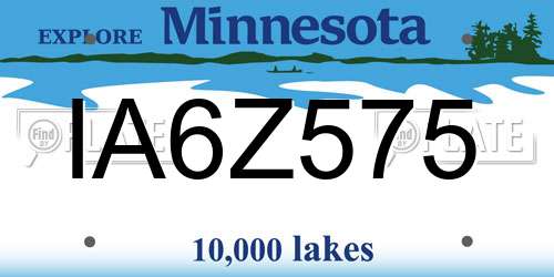 IA6Z575 Minnesota License Plate