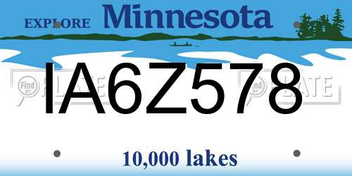 IA6Z578 Minnesota License Plate