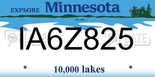 IA6Z825 Minnesota License Plate