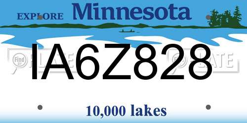 IA6Z828 Minnesota License Plate