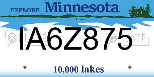 IA6Z875 Minnesota License Plate
