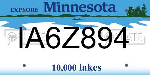 IA6Z894 Minnesota License Plate