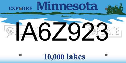 IA6Z923 Minnesota License Plate