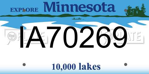 IA70269 Minnesota License Plate