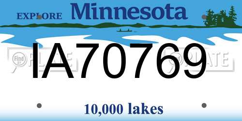 IA70769 Minnesota License Plate