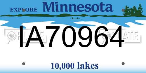 IA70964 Minnesota License Plate
