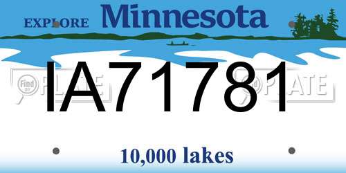IA71781 Minnesota License Plate
