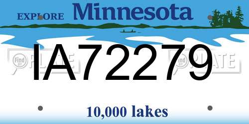 IA72279 Minnesota License Plate