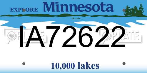 IA72622 Minnesota License Plate