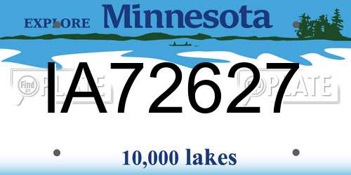 IA72627 Minnesota License Plate