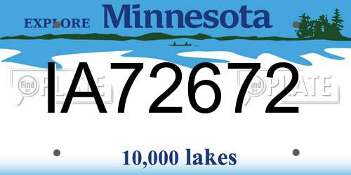 IA72672 Minnesota License Plate
