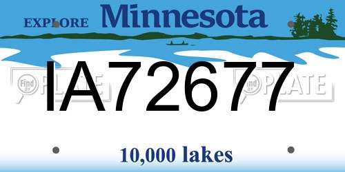 IA72677 Minnesota License Plate