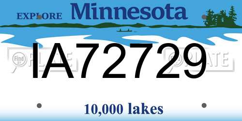 IA72729 Minnesota License Plate