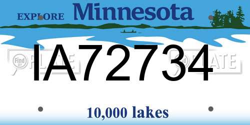 IA72734 Minnesota License Plate
