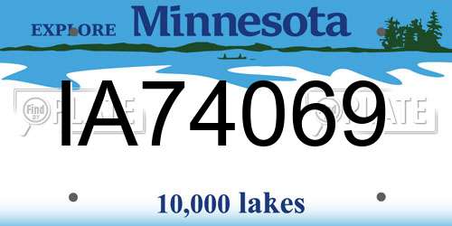 IA74069 Minnesota License Plate