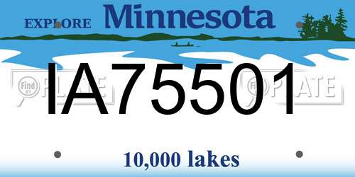 IA75501 Minnesota License Plate