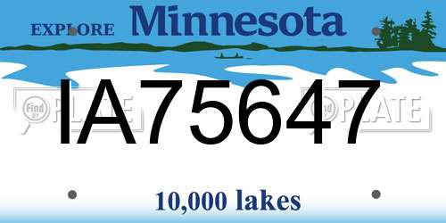 IA75647 Minnesota License Plate